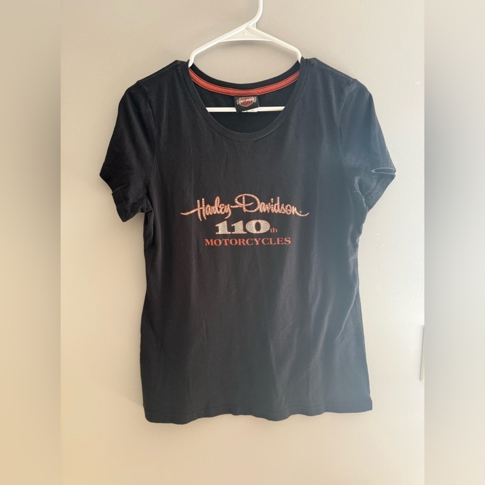 Harley Davidson 110th Anniversary Short Sleeve T Shirt Womens SZ L New Smyrna FL